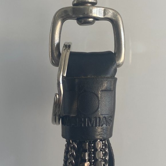 NAHMIAS Designer Black Crystal Keychain, Black Leather Tassel Swarovski Crystal - Picture 7 of 12